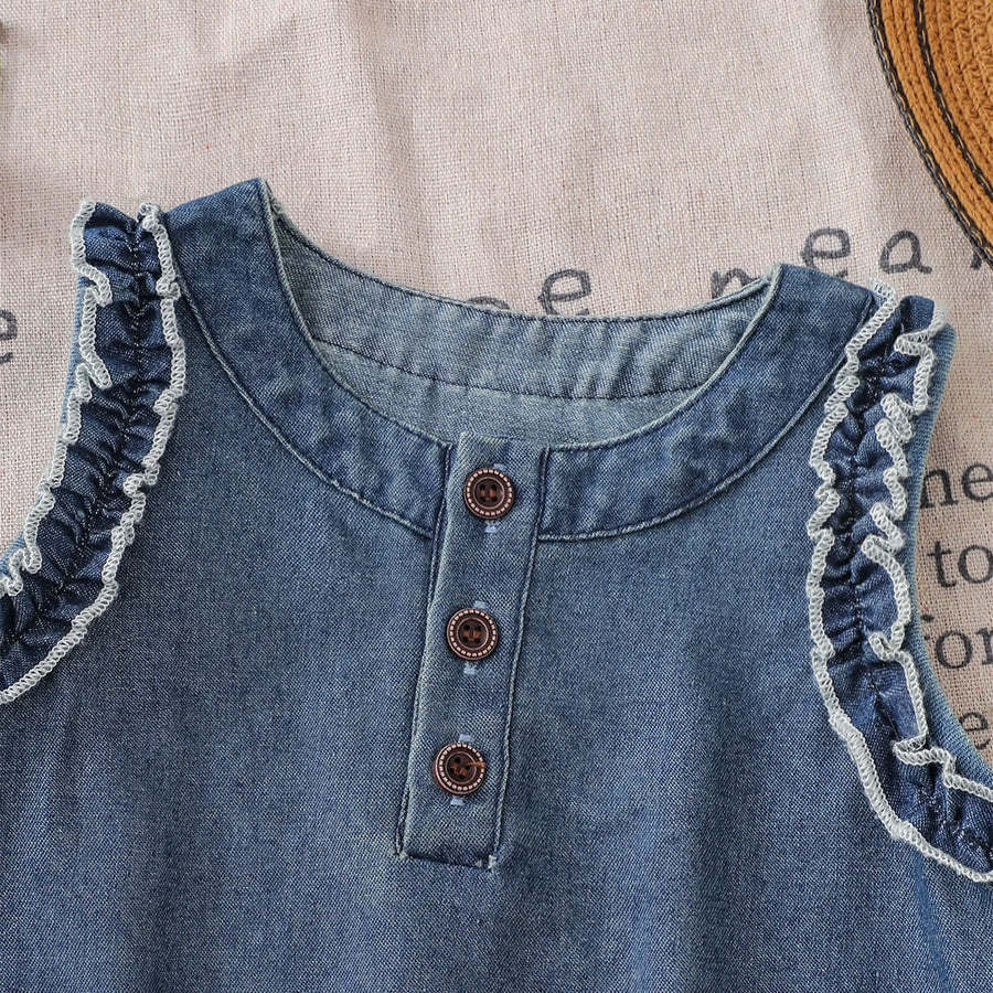 Clara Ruffle Denim Dress – detail 4