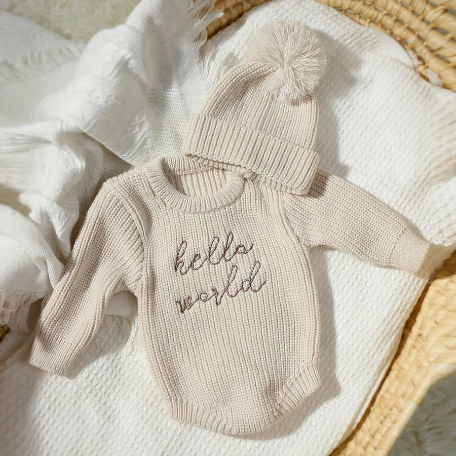 Hello World Knitted Romper Set, product view 3