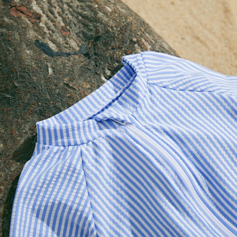 Striped Rash Guard Swim Set