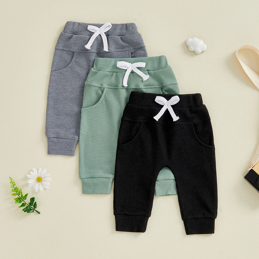 Elastic Waist Solid Color Baby Pants