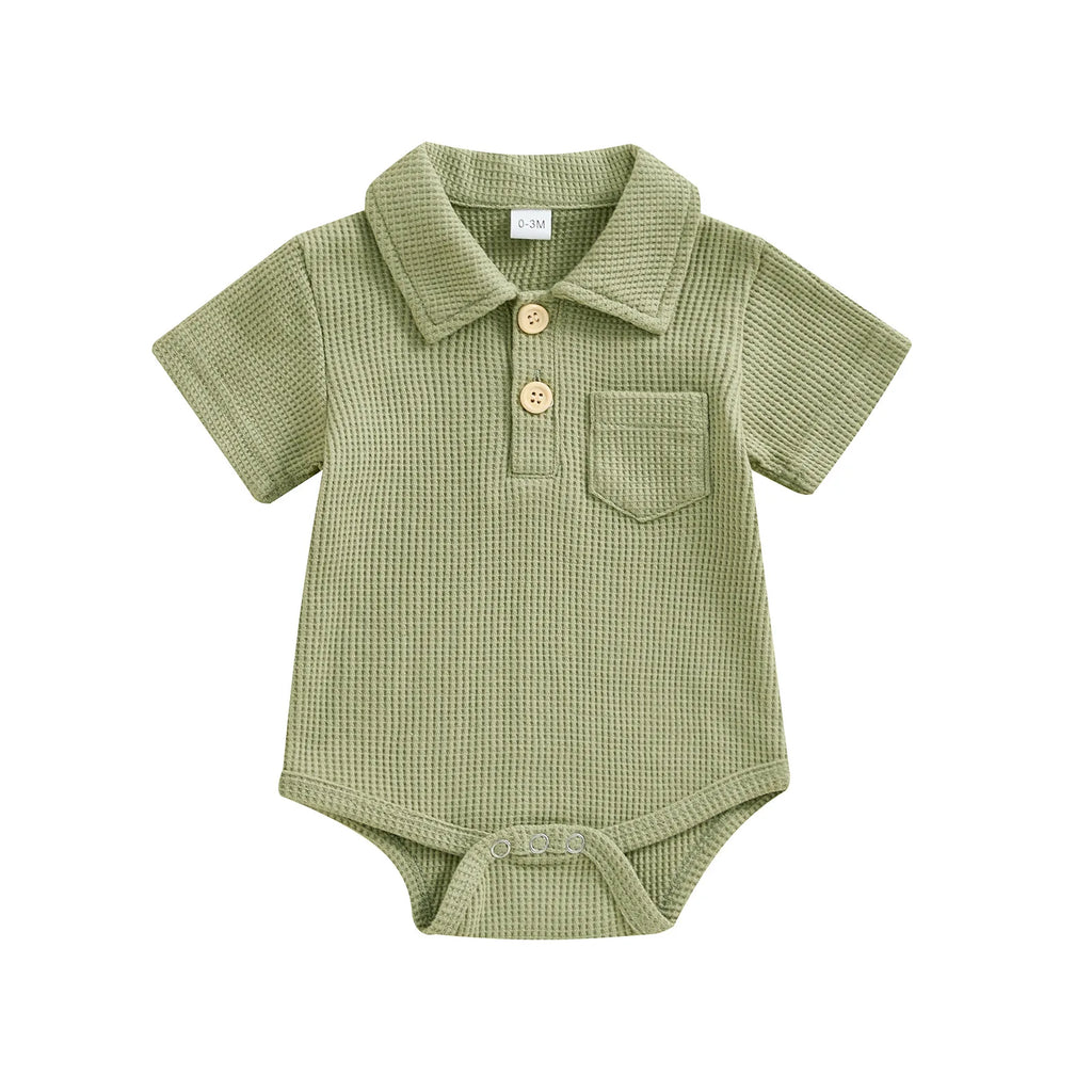 Waffle Knit Polo Bodysuit close-up of knit texture
