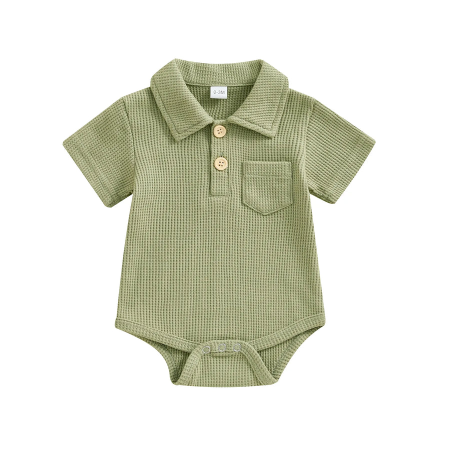 Waffle Knit Polo Bodysuit close-up of knit texture
