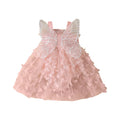 Pink butterfly wings tulle romper dress for baby girls