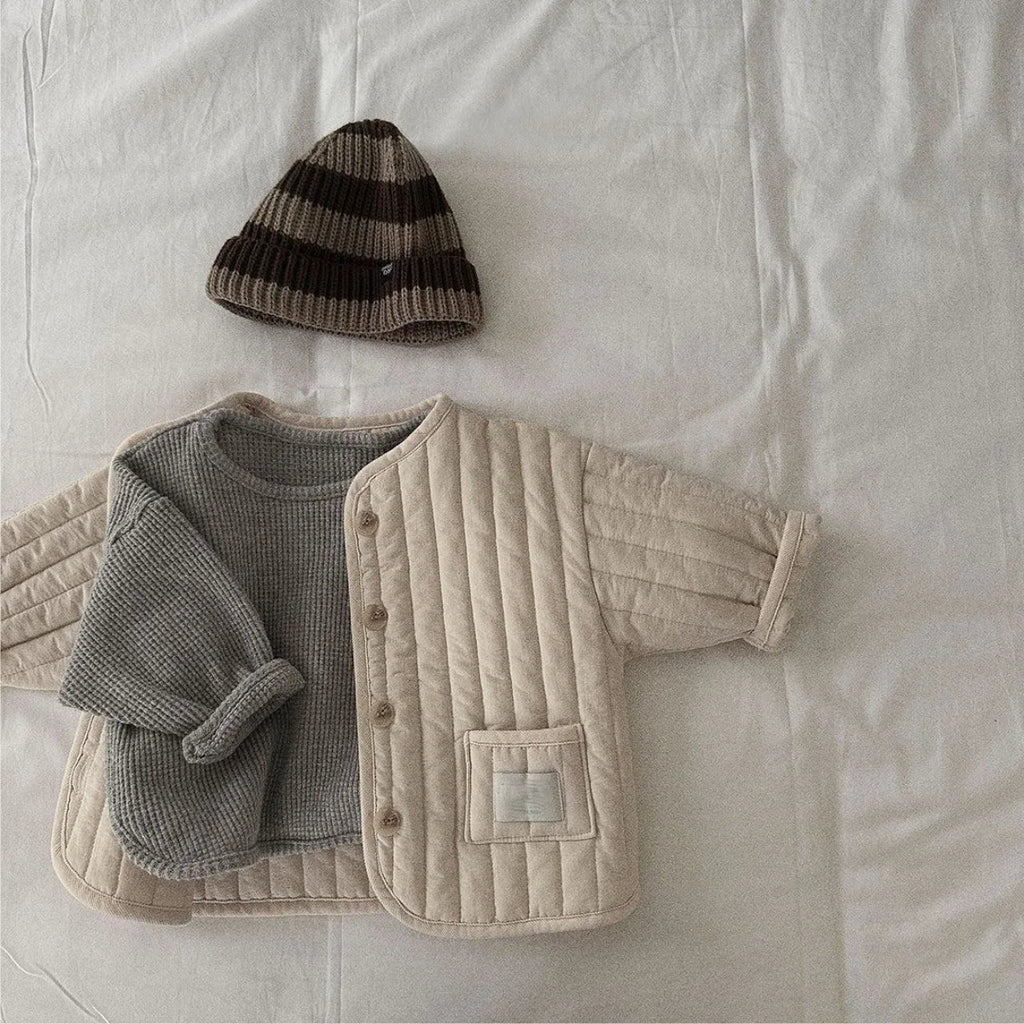 Winter Long Sleeve Cotton Padded Cardigan Coat for Infant Girls and Toddler Boys