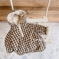 Plaid Cotton Kids Jacket with Plush Warmth back view