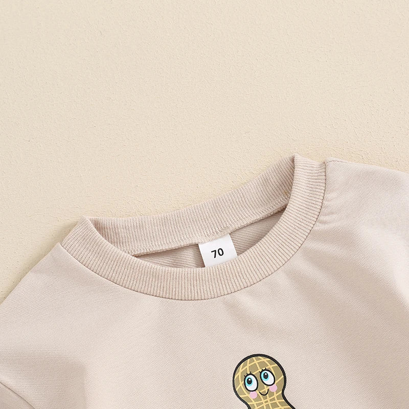Cartoon Peanut Print Romper on baby model