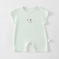 Breathable cotton summer romper for babies with short sleeves and single-breasted closure