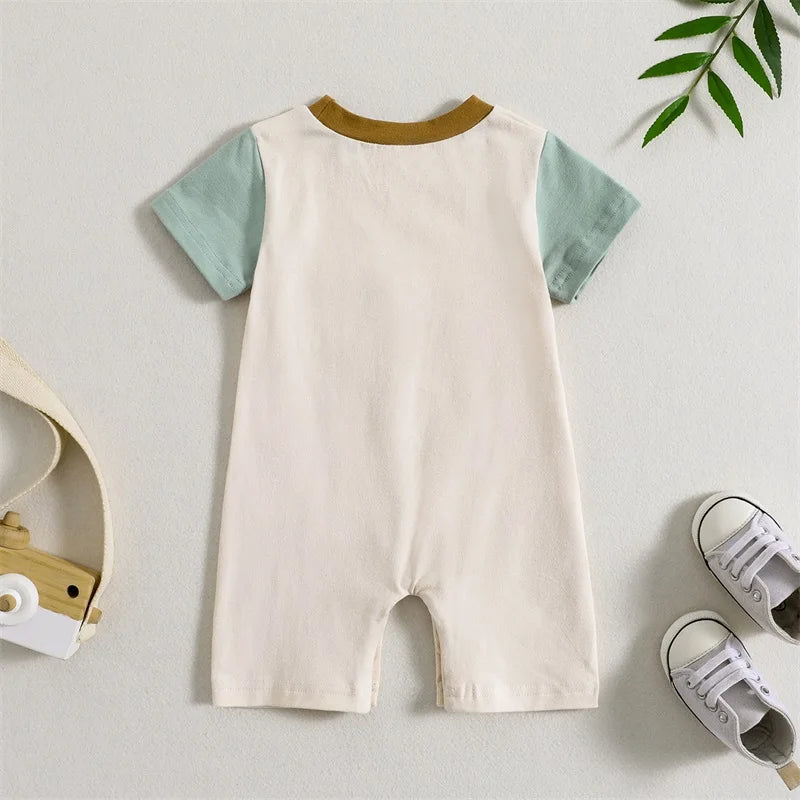 Contrast Color Short Sleeve Romper, product view 2