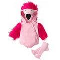 Pink flamingo baby costume set with hooded romper and stockings