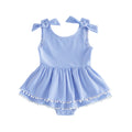 Striped Ruffle Romper with Tassel Hem for Toddlers