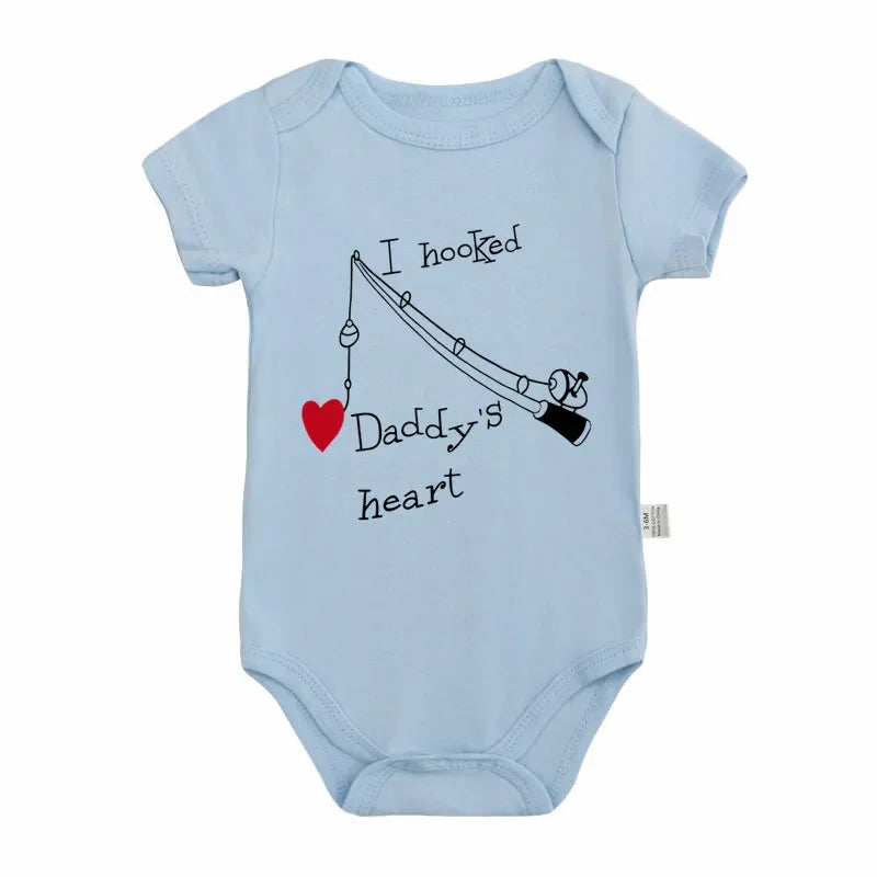 Side View of Daddy's Heart Printed Baby Romper