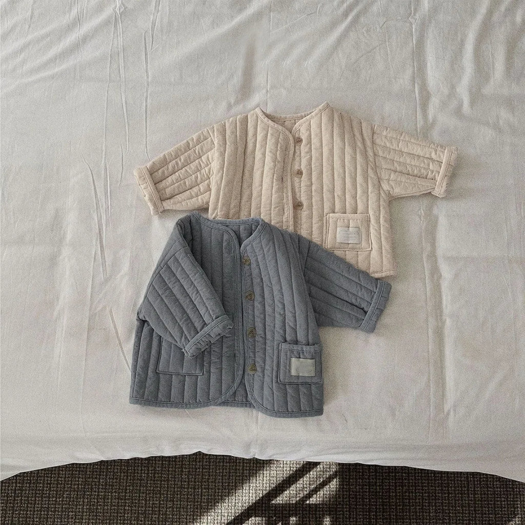 Winter Long Sleeve Cotton Padded Cardigan Coat for Infant Girls and Toddler Boys