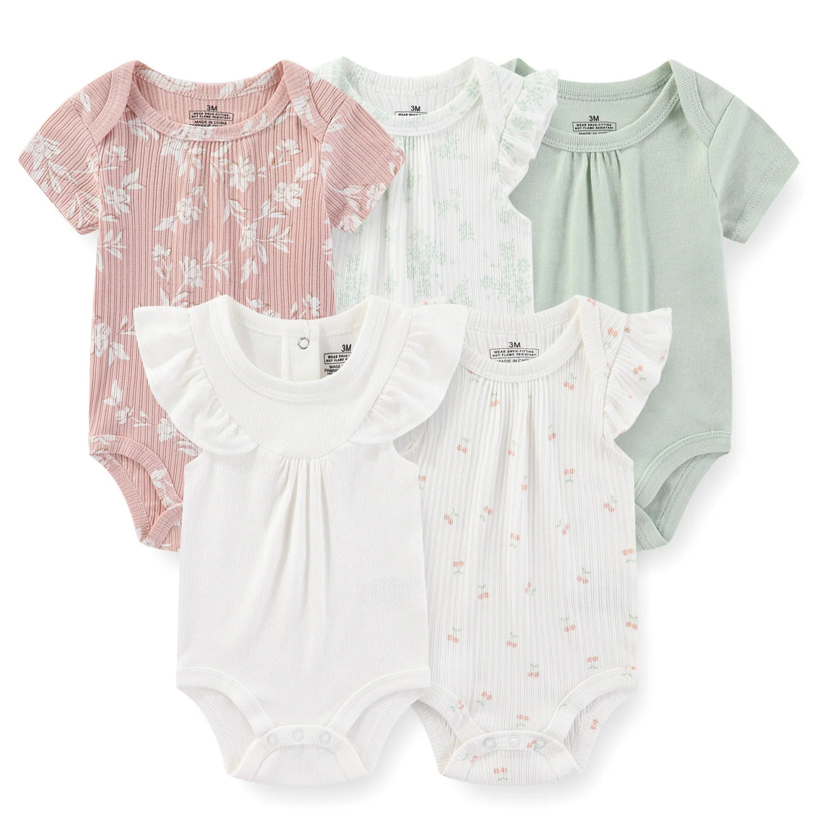 Sweet Cartoon Print Baby Bodysuit front view