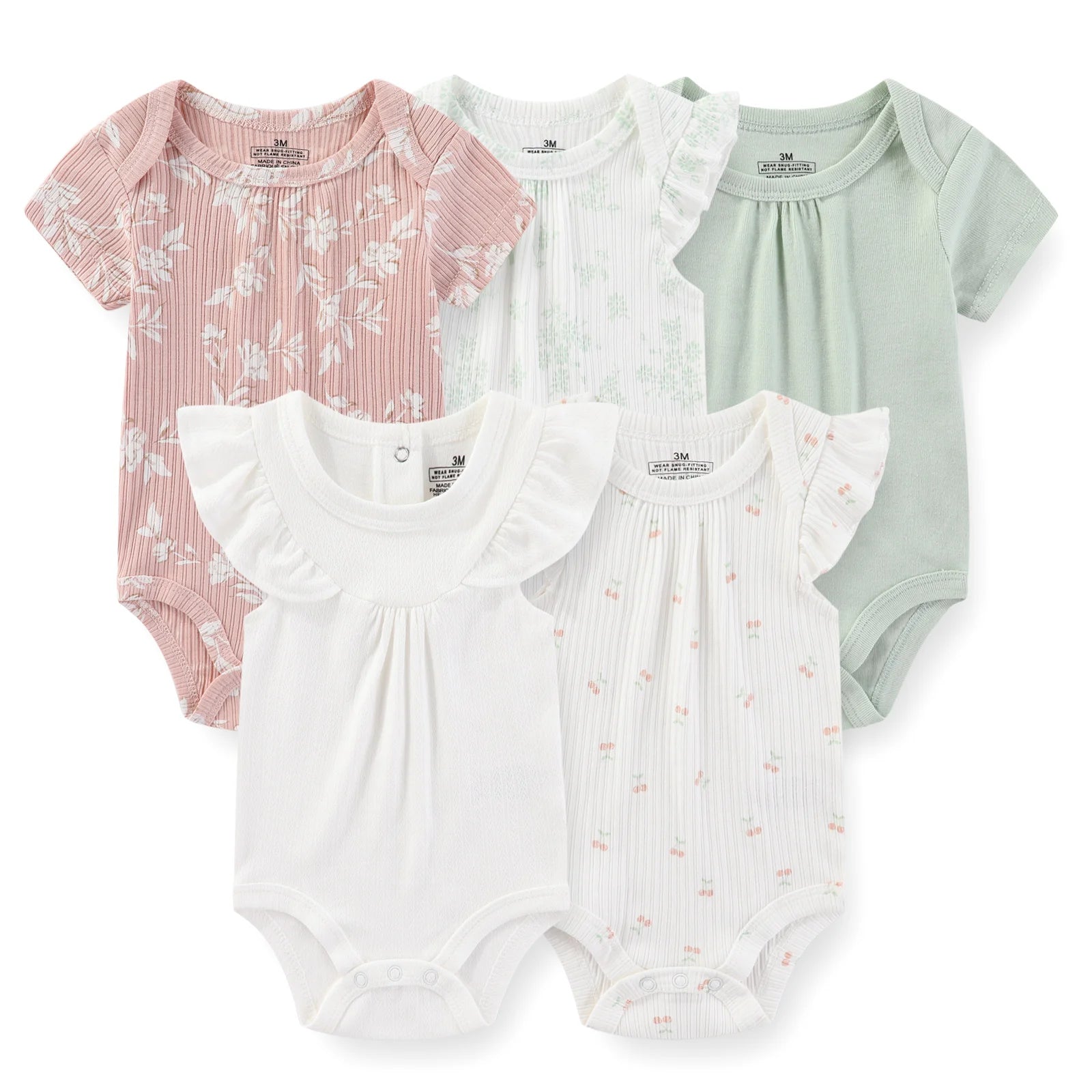 Sweet Cartoon Print Baby Bodysuit front view
