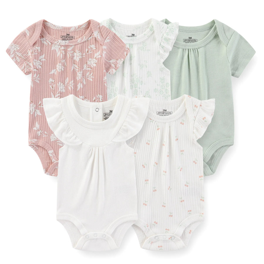 Sweet Cartoon Print Baby Bodysuit front view