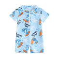 Baby Boys Summer Swimwear Beach Swimming Suit Cute Sea Element Prints Zipper Short Sleeve Monokini Swimsuit