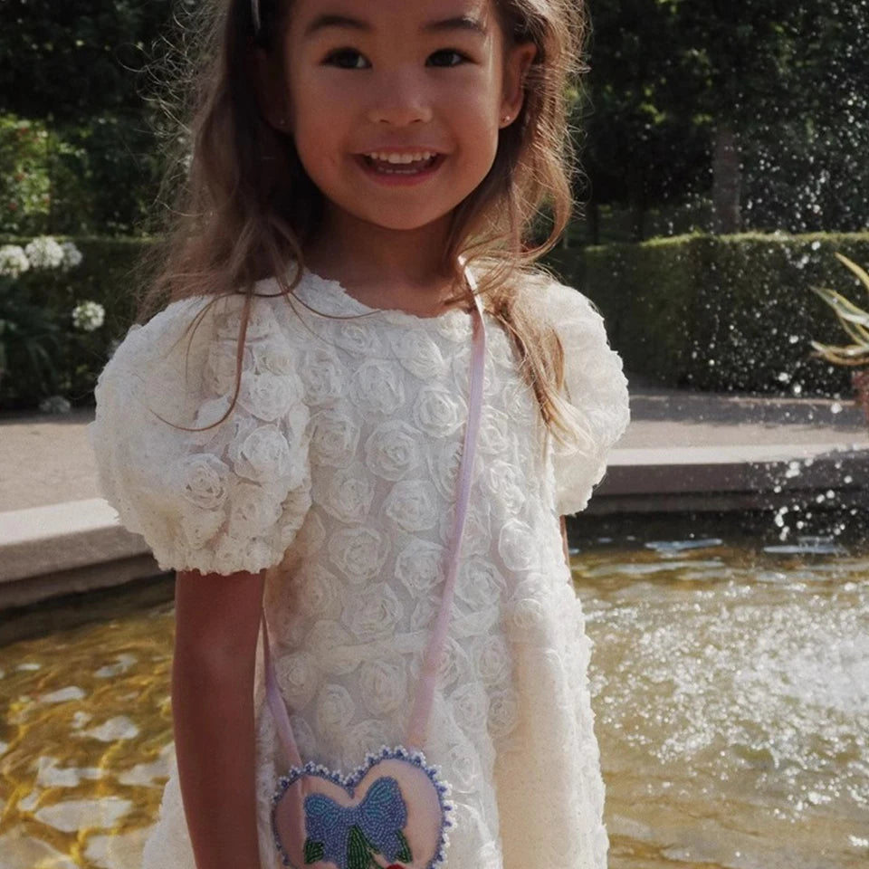 Girls Vacation Pretty Dress 2025 KS Girl Mesh Princess Dress with Tiered Skirt for Party and Birthday