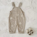 Floral Embroidered Corduroy Overalls