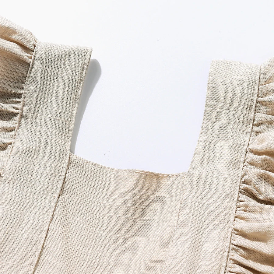Camille Flutter Romper - Beige, product view 3