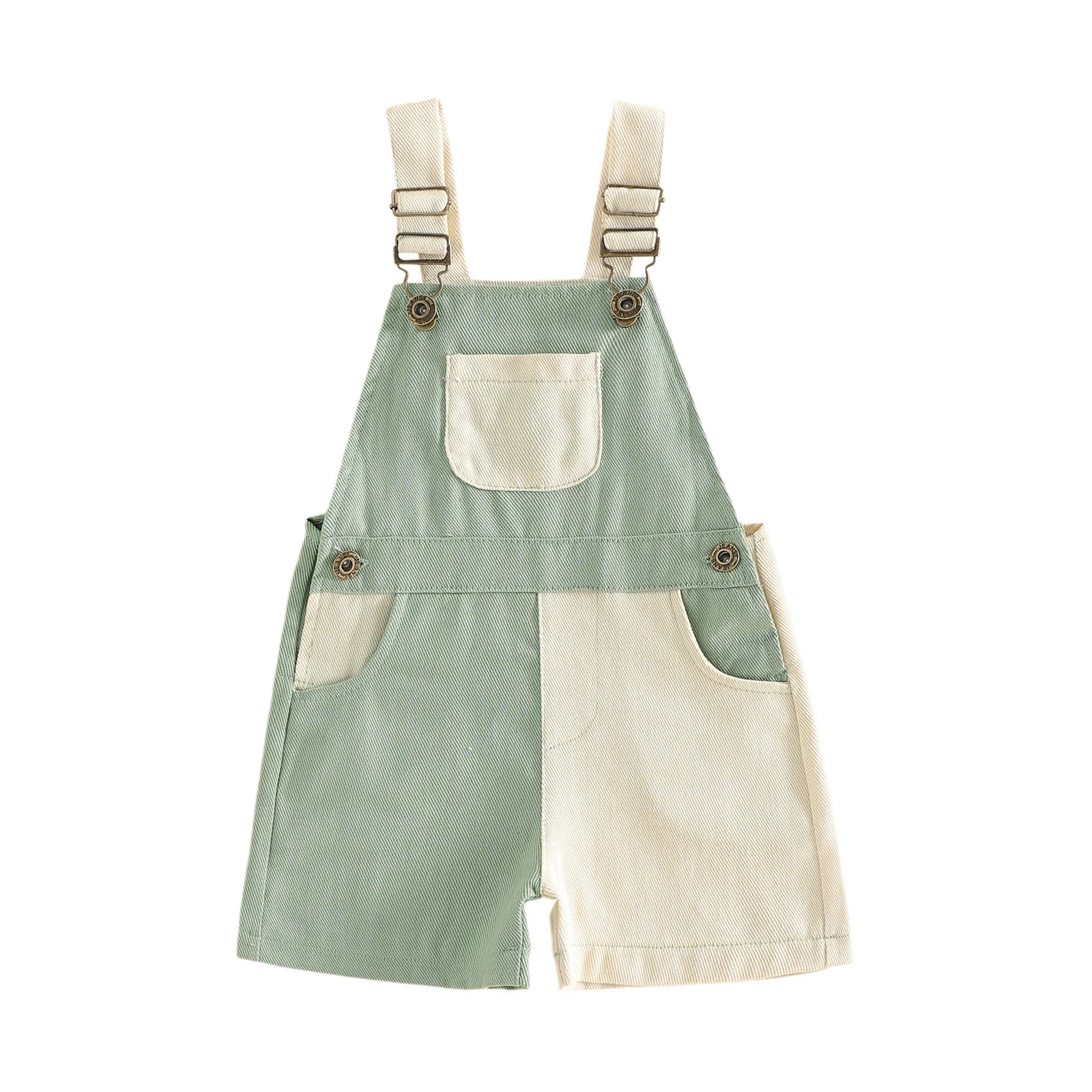 Pink overall shorts laid flat