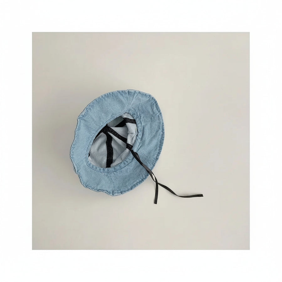 Bow Detail Denim Bucket Hat for Baby Girls