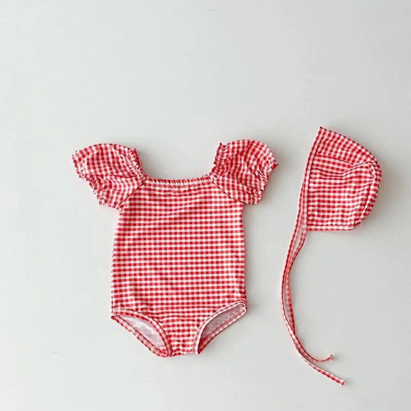 Printed Puffy Sleeve Bodysuit Set Swimwerr