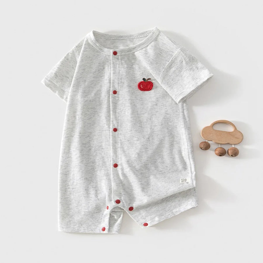 Side view of Apple Patch Romper for Baby