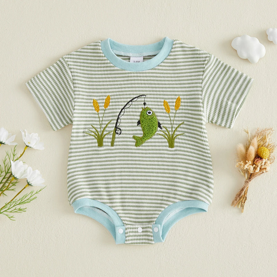 Fish Embroidery Baby Romper side view