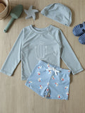 Printed long sleeve swimwear set with top and shorts for toddlers