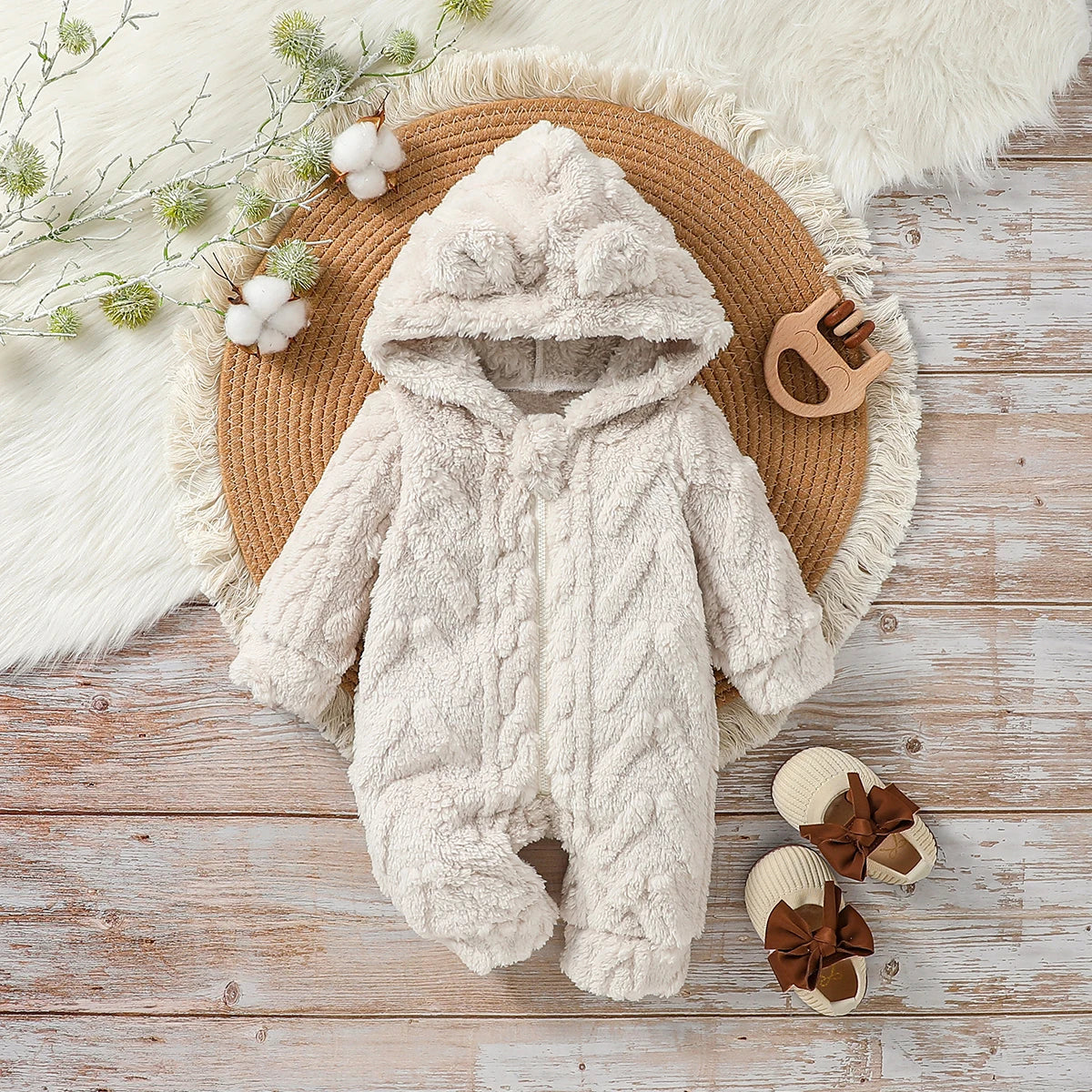 Cloud Bear Plush Winter Romper