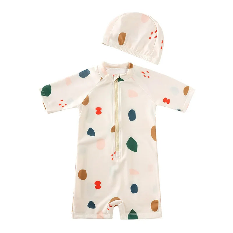 Unicorn One-Piece Swim Bodysuit Set for Baby Girls