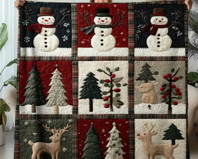 Snowman Patchwork Throw Blanket