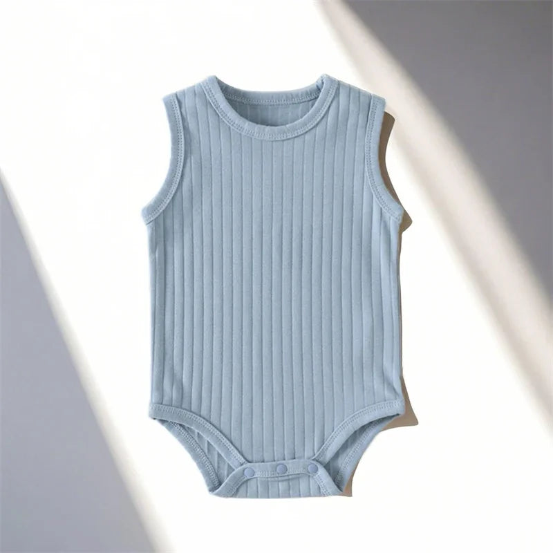 Comfortable Sleeveless Ribbed Bodysuit Set