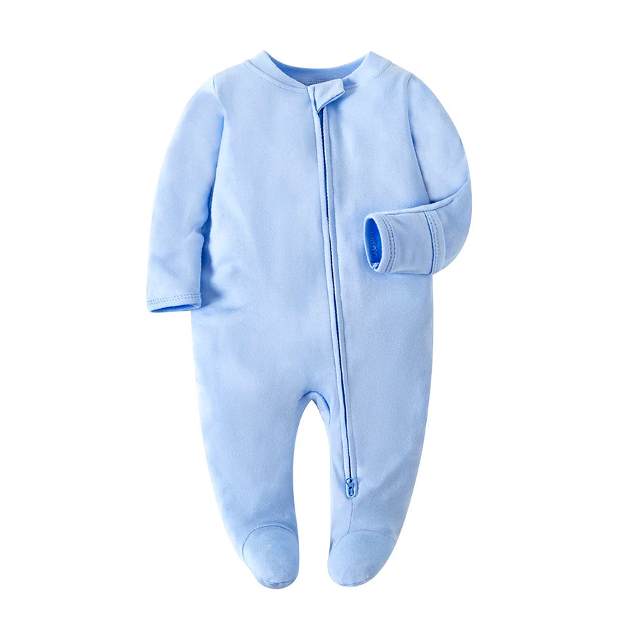 Solid White Footed Romper, product view 7