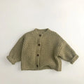 Children's Pineapple Striped Knit Cardigan Sweater full outfit view