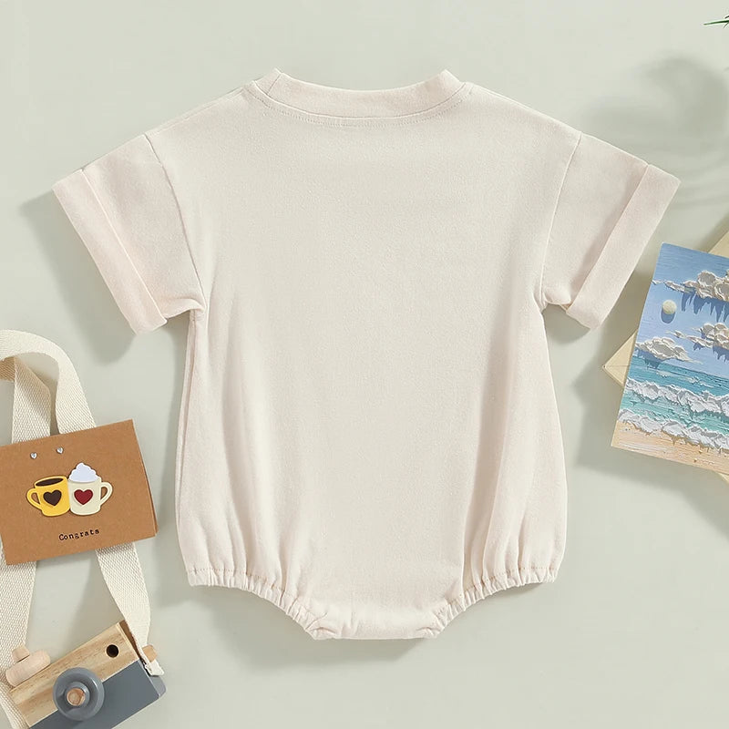 Short Sleeve Solid Color Infant Bodysuit Jumpsuit