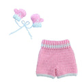 Pink crochet baby boxing shorts and gloves costume set