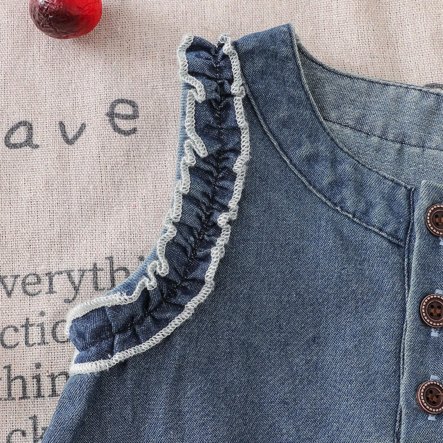 Clara Ruffle Denim Dress – detail 6