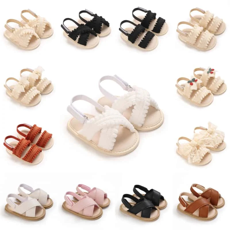 Soft sole baby first walker sandals in multiple colors