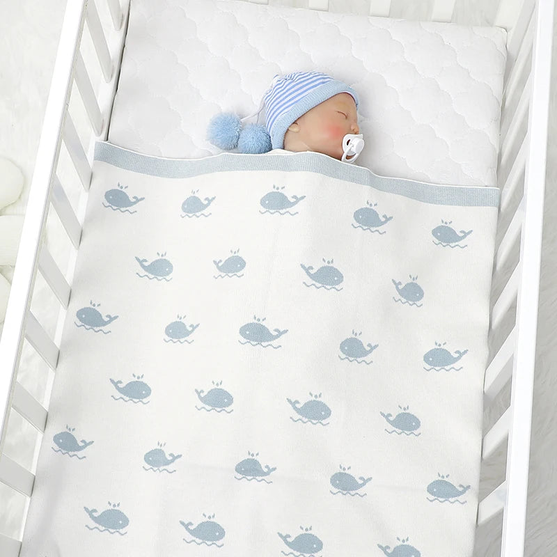 Cartoon Whale Knitted Baby Blanket