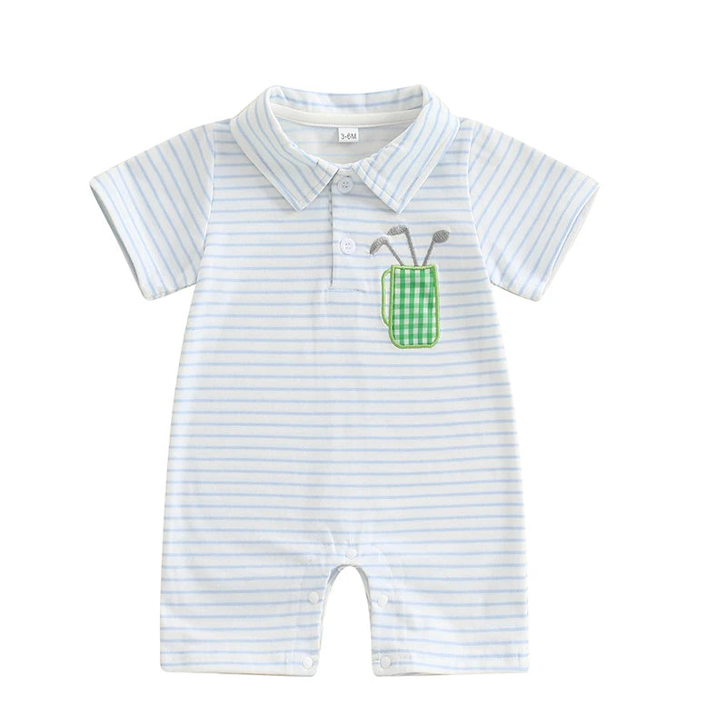 Fairway Stripe Polo Romper, product view 8
