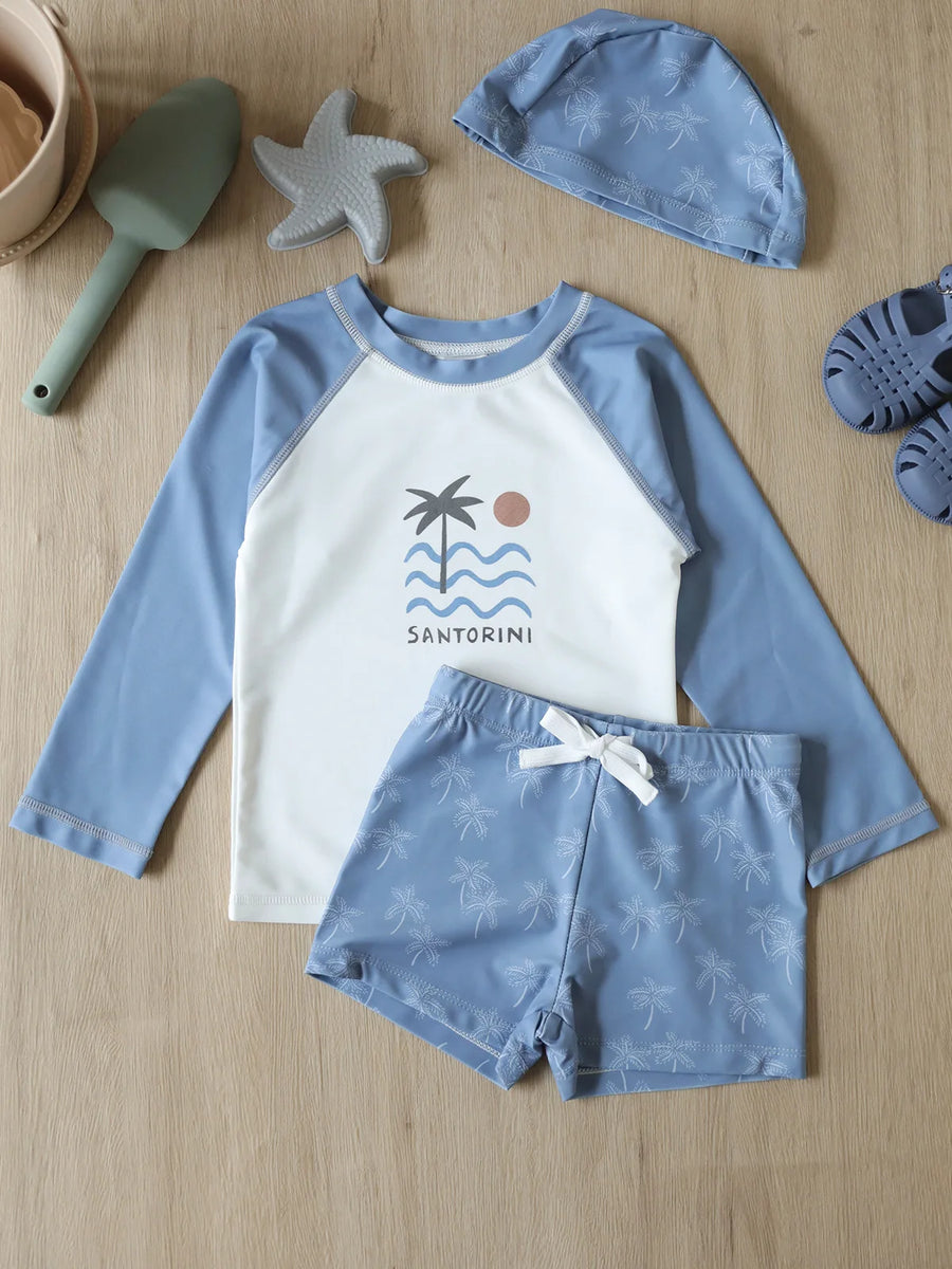 Printed Long Sleeve Swimwear Set for Toddlers