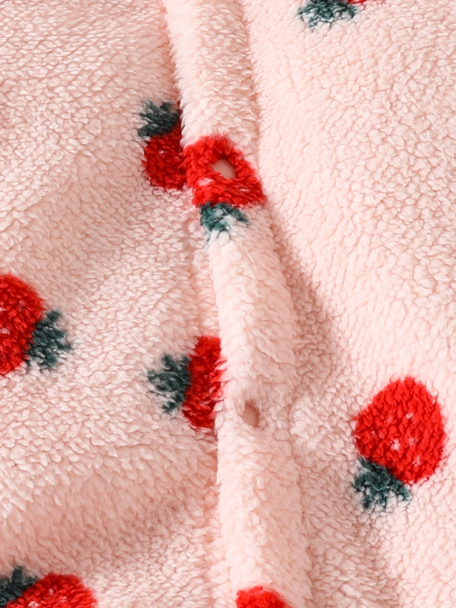 Strawberry Print Hooded Romper, product view 4