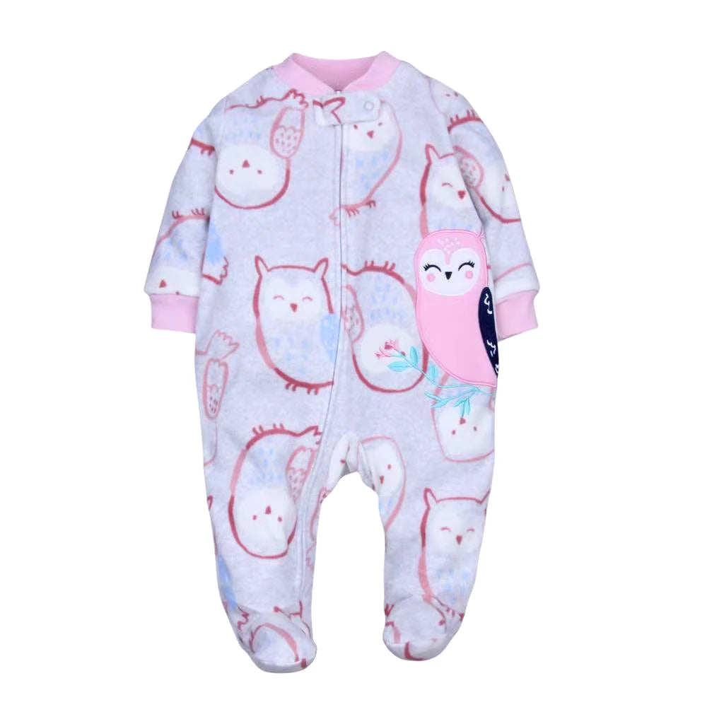 Fleece Animal Print Baby Romper