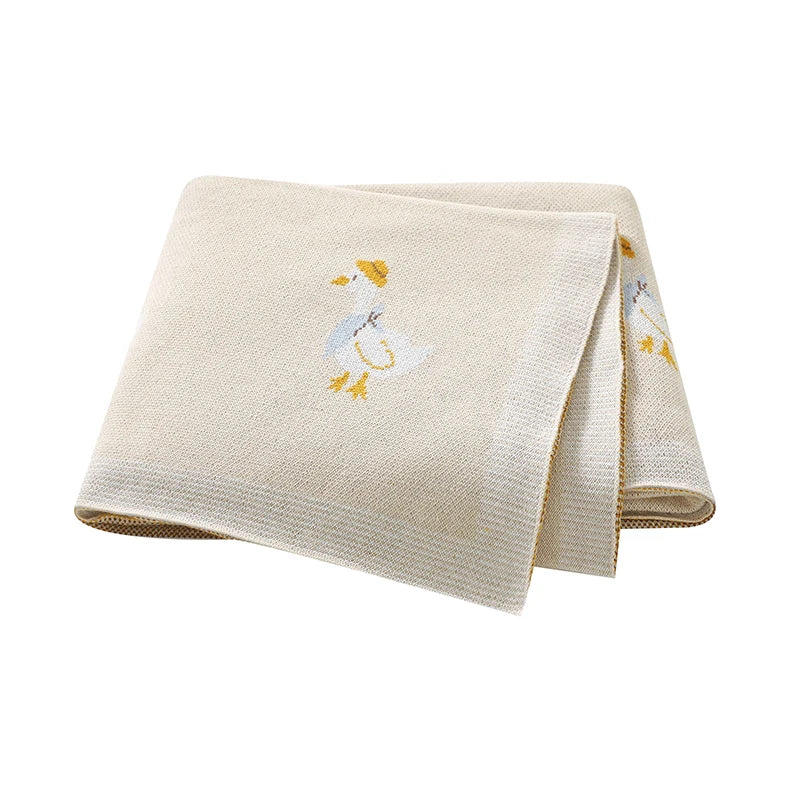 Plaid Goose Knit Baby Blanket - 100 x 80 cm