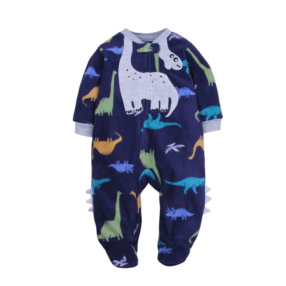 Fleece Animal Print Baby Romper