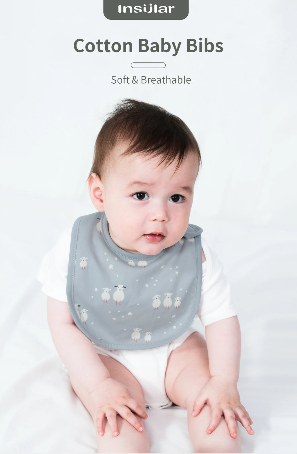 Everyday Cotton Bib Set – 3 Pack - Lamb
