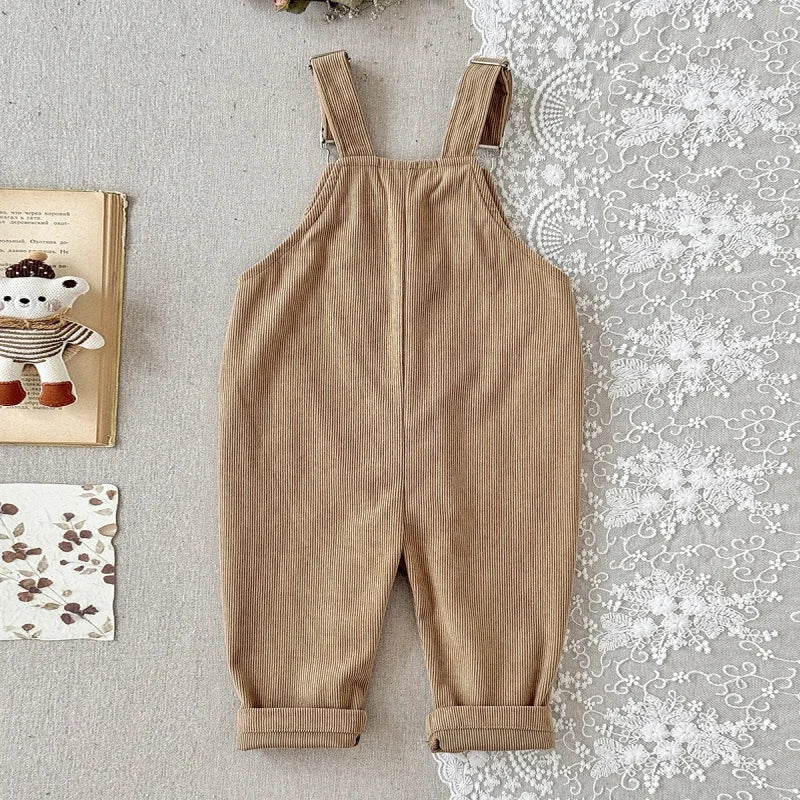 Floral Embroidered Corduroy Overalls