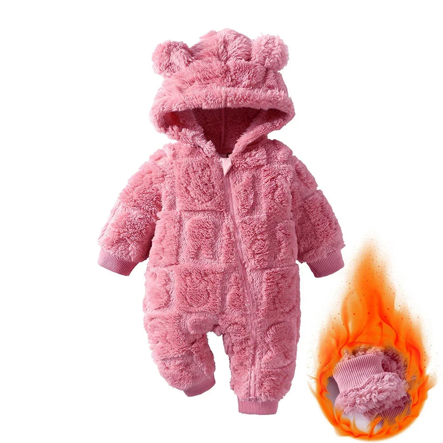 Heart Hooded Knit Baby Romper hood shape detail