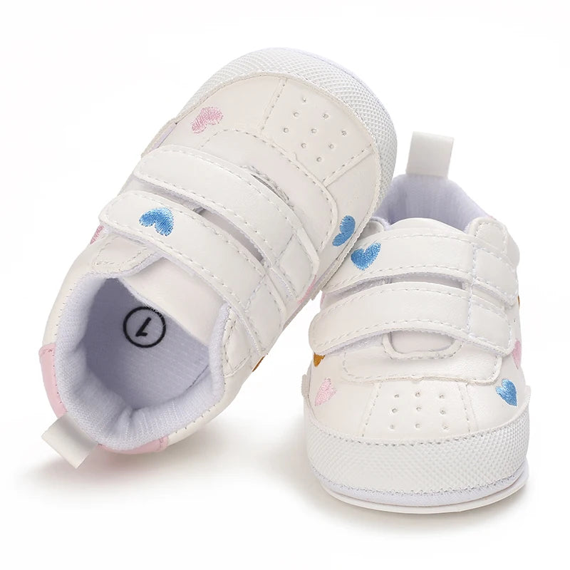 Multicolor Heart Velcro baby sneakers, top view